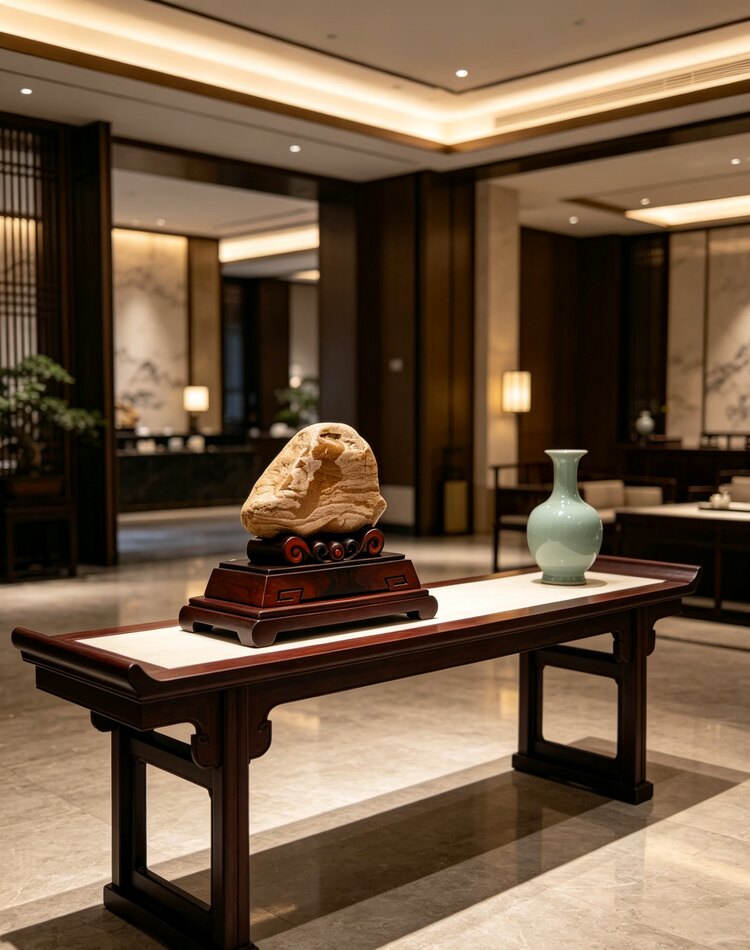客厅展示柜奇石摆件 多宝阁分层陈列雅致天然观赏石