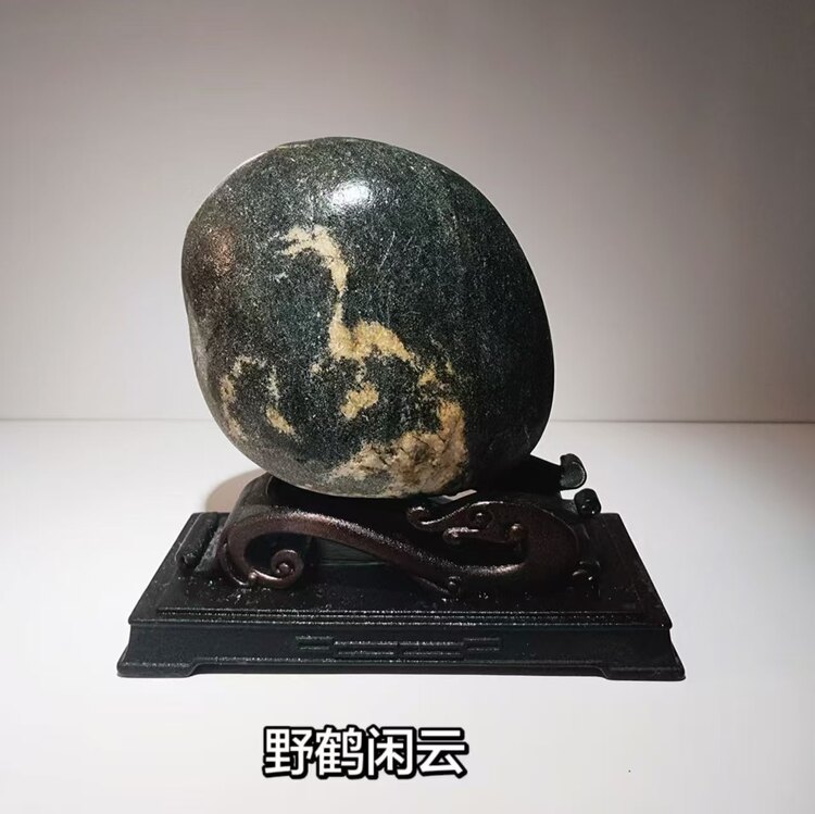 仙鹤长寿画面奇石摆件